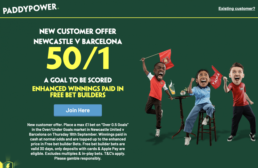 newcastle vs barcelona paddy power offer