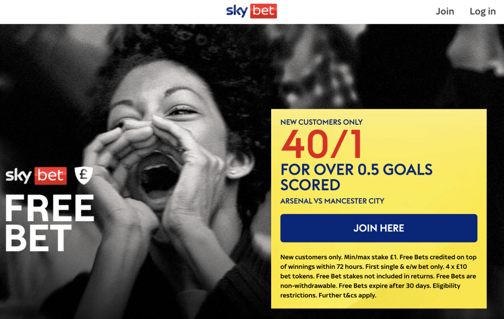 sky bet offer arsenal vs man city