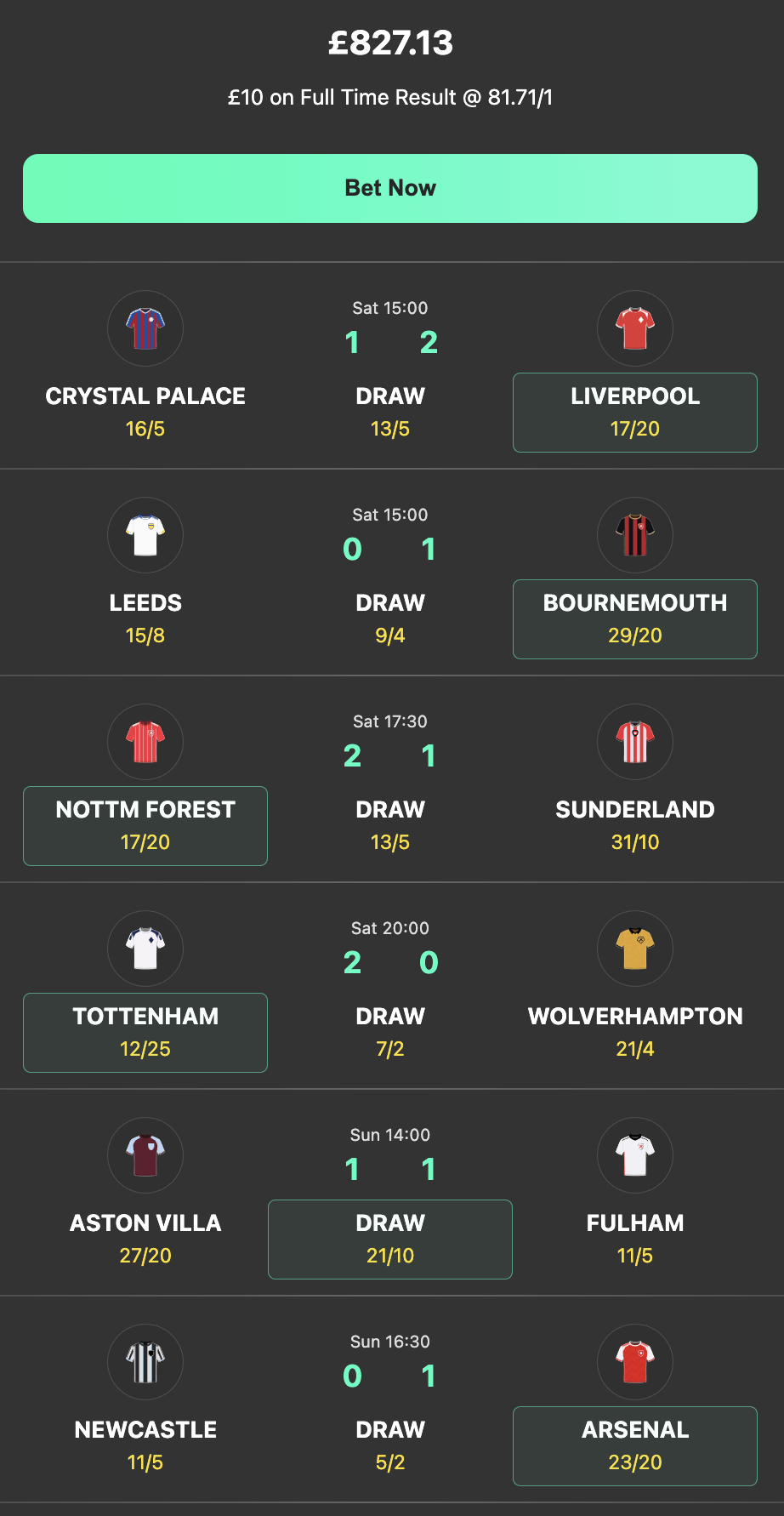 bet365 6 scores