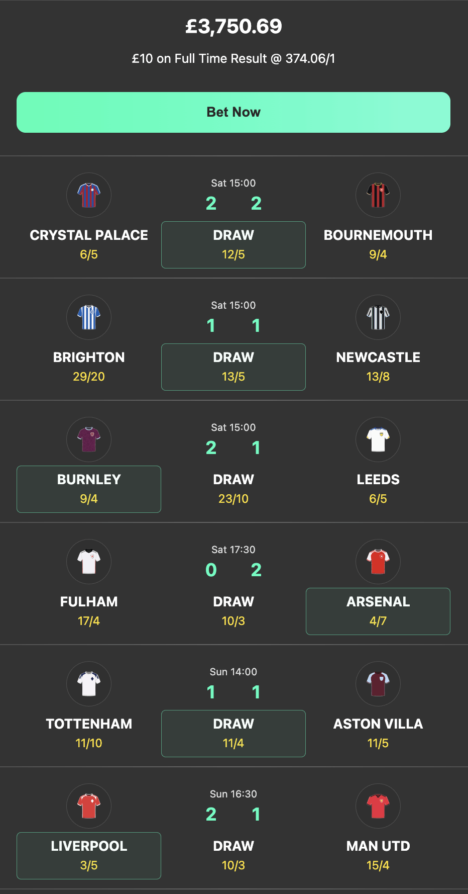 bet365 6 scores