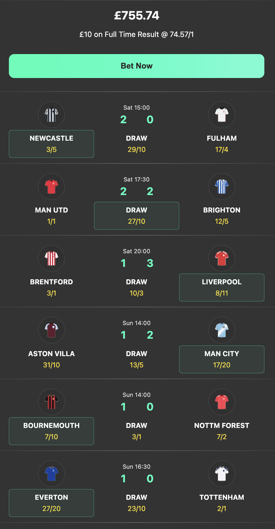 bet365 6 scores