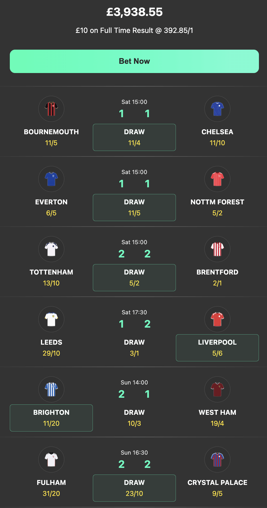 bet365 6 scores