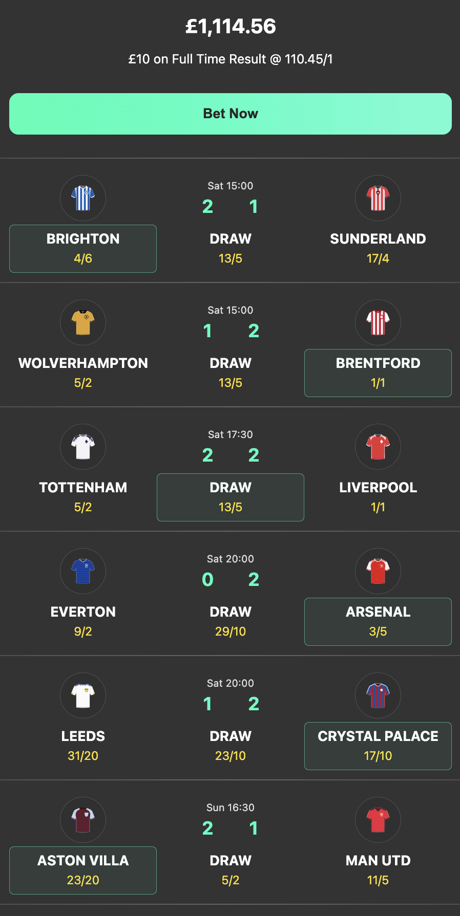bet365 6 scores