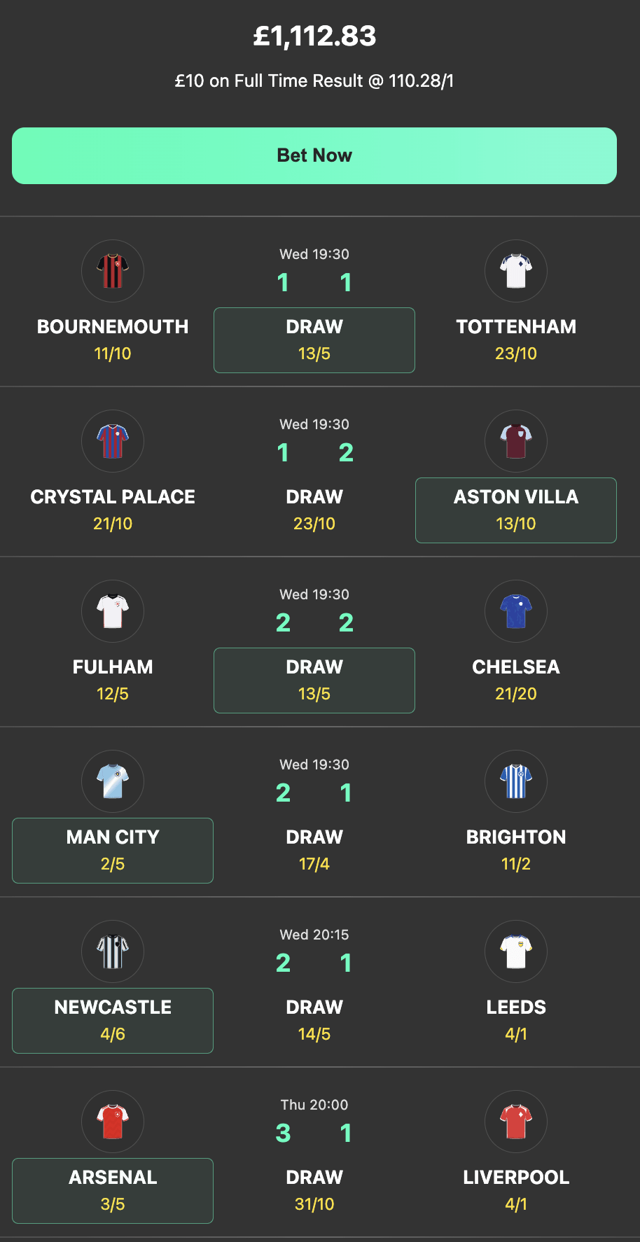 bet365 6 scores