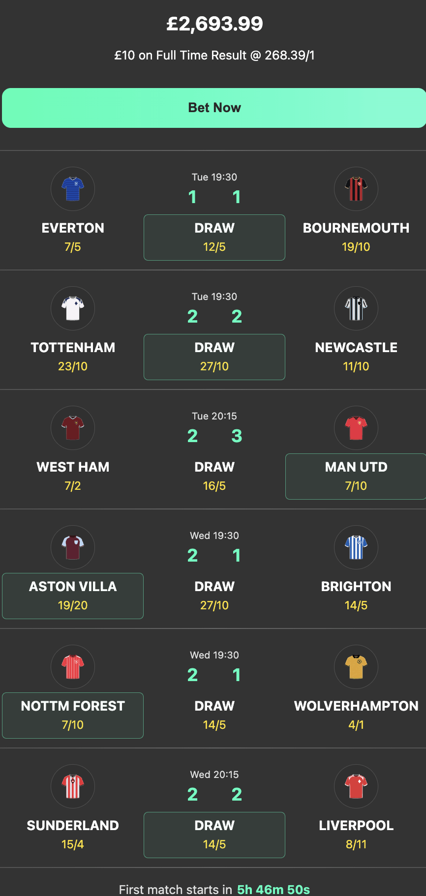 bet365 6 scores