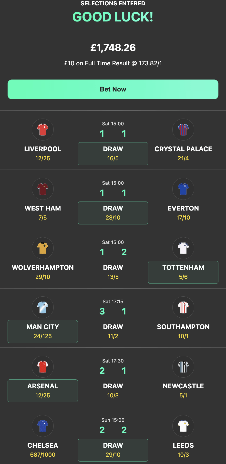 bet365 6 scores