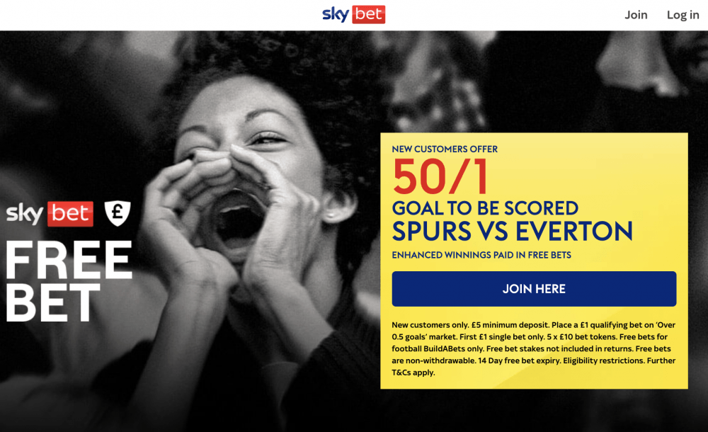 Sky Bet Tottenham vs Everton Offer