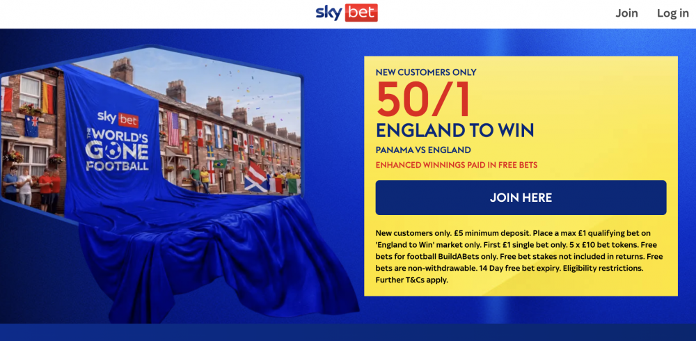 Sky Bet Panama vs England Offer