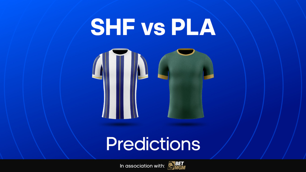image of blue and white sheffield wednesday shirt and green plymouth shirt between text SHF vs PLA Predictions