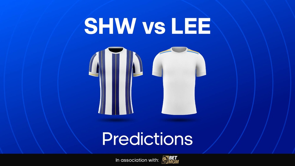 Image of Sheff Wednesday and Leeds football shirts with text saying 'SHW vs LEE Predictions'