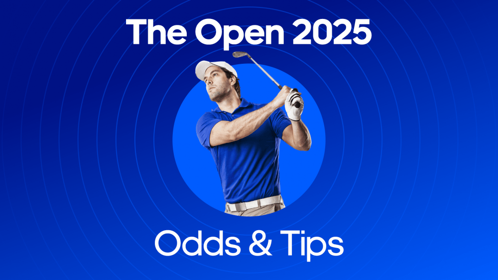 Image of a golfer with text saying 'The open