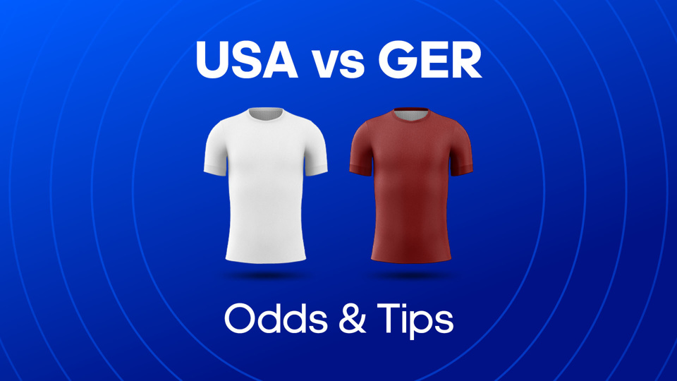 white shirt and red shirt between usa vs ger odds & tips text