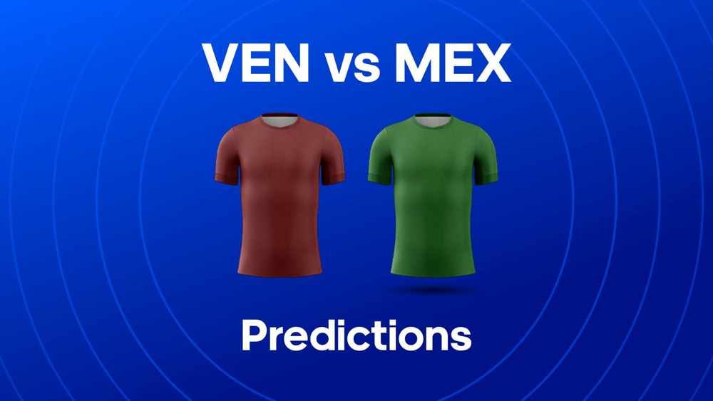Image of Venezuela and Mexico football shirts with text saying 'MEX vs VEN'