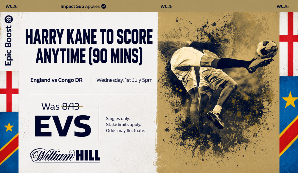 William Hill England vs DR Congo Offer