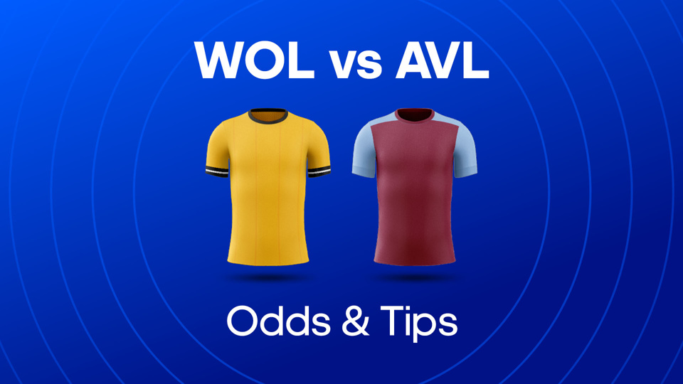 yellow and black shirt and claret and blue shirt between wol vs avl odds & tips text