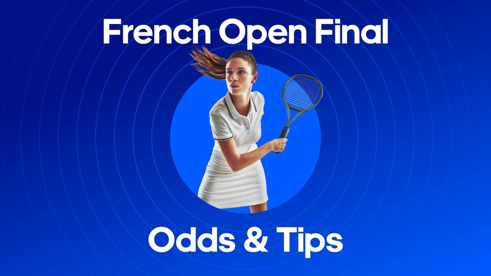 Image of a female tennis player with text saying 'French Open Final Odds & Tips'