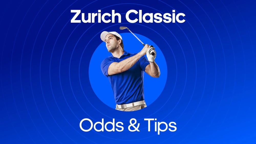 Image of a golfer with text saying Zurich Classic odds and tips