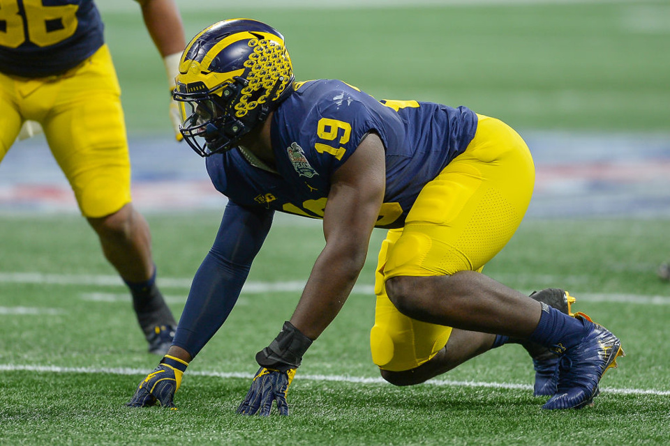 Kwity Paye of Michigan is currently the -110 favorite to be the First D-Lineman drafted