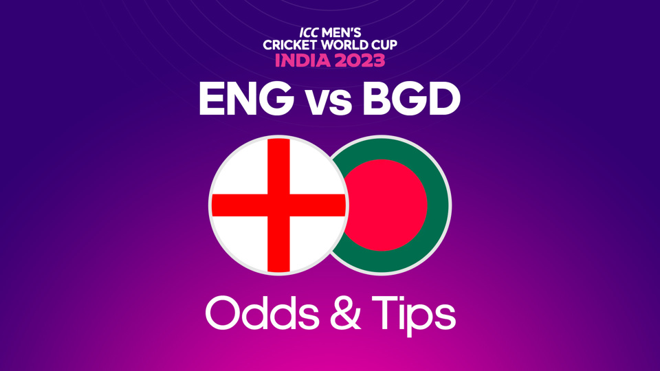 image of england flag and bangladesh flag next to text that reads: ENG vs BGD Odds & Tips
