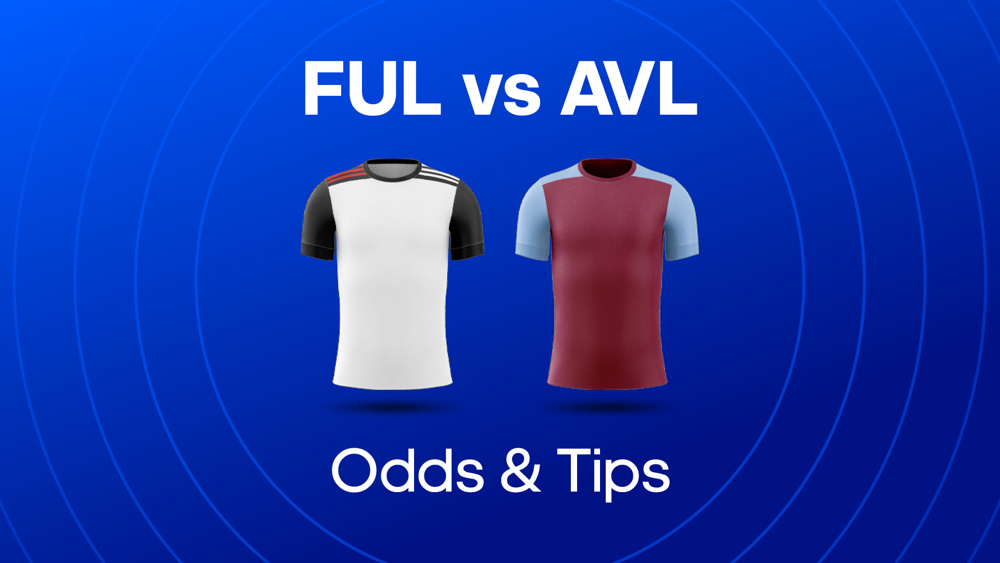image of white football shirt and claret & blue football shirt between text FYUL vs AVL Odds & Tips
