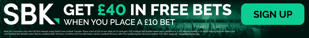 Offer Banner - Bet £10 Get £40 In Free Bets